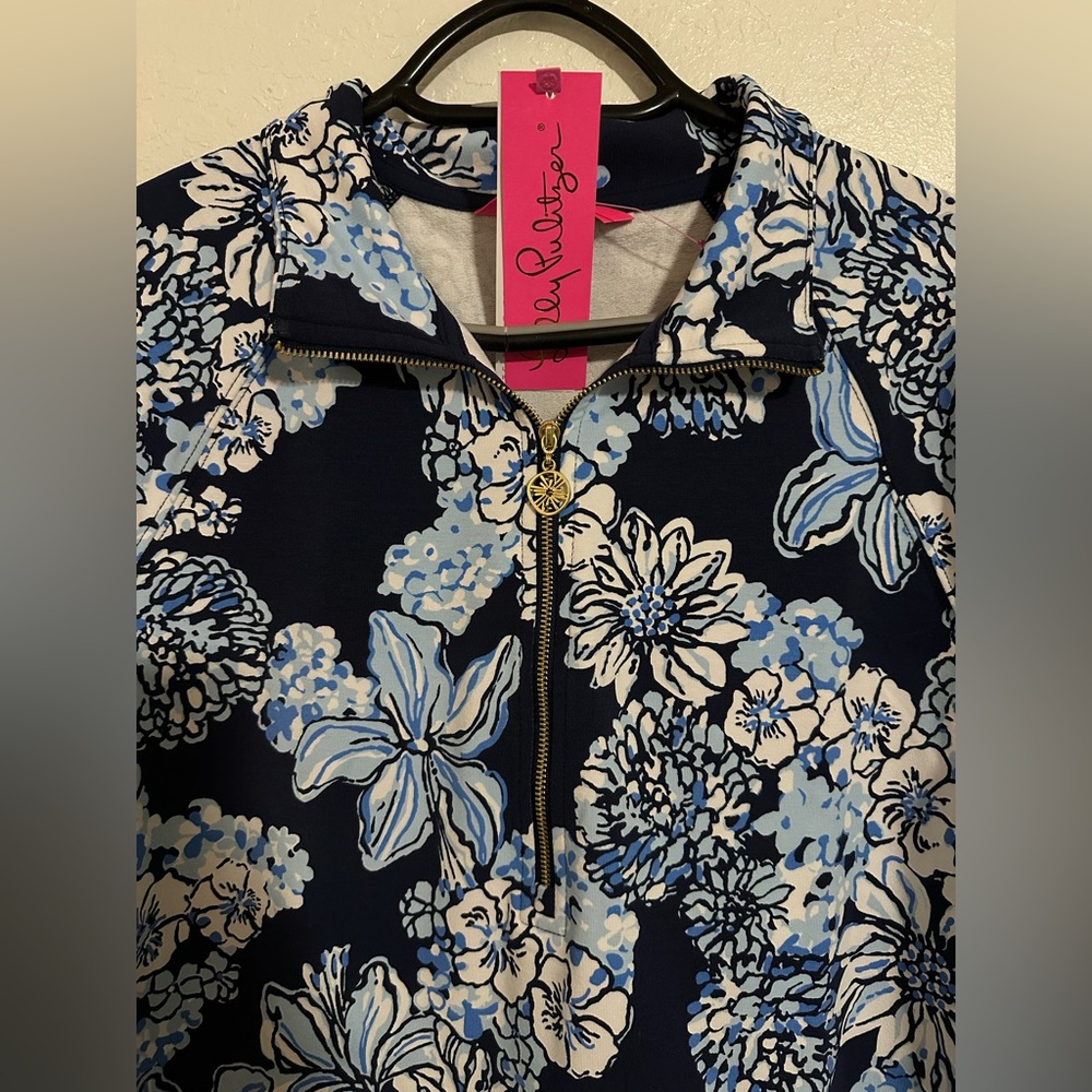 Floral Blue and White Women's Top - Picture 4 of 5